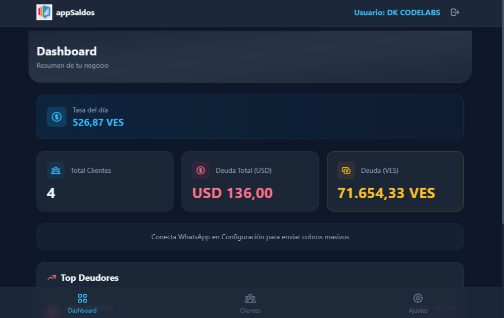 appSaldos Dashboard